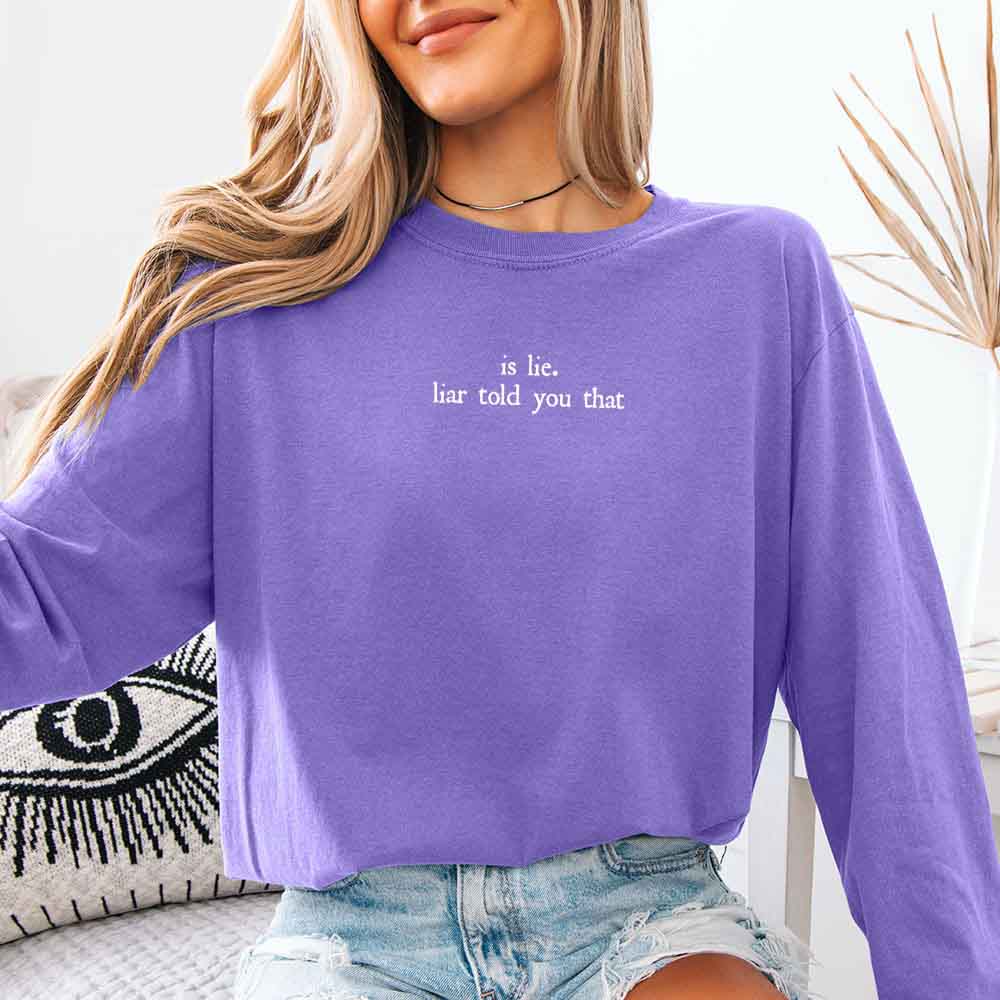 Is Lie, Liar Told You That Comfort Colors Long Sleeve – Hockey Romance BookTok Shirt - Aaria Tees Aaria Tees