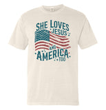 She Loves Jesus And America Too (Front) Aaria Tees