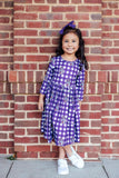 JMU Plaid Duke Dog 3/4 Sleeve Pocket Twirl Dress - Aaria Tees Aaria Tees