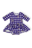 JMU Plaid Duke Dog 3/4 Sleeve Twirl Bodysuit - Aaria Tees Aaria Tees
