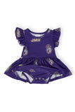 JMU Purple Duke Dog Flutter Twirl Bodysuit - Aaria Tees Aaria Tees