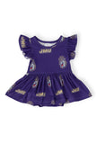 JMU Purple Duke Dog Flutter Twirl Bodysuit - Aaria Tees Aaria Tees