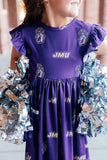 JMU Purple Duke Dog Flutter Twirl  Dress - Aaria Tees Aaria Tees