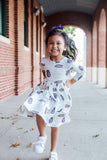 JMU White Duke Dog 3/4 Sleeve Pocket Twirl Dress - Aaria Tees Aaria Tees