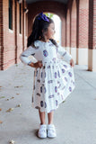 JMU White Duke Dog 3/4 Sleeve Pocket Twirl Dress - Aaria Tees Aaria Tees