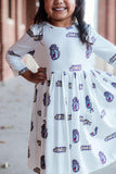 JMU White Duke Dog 3/4 Sleeve Pocket Twirl Dress - Aaria Tees Aaria Tees