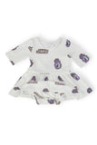 JMU White Duke Dog 3/4 Sleeve Twirl Bodysuit - Aaria Tees Aaria Tees