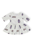 JMU White Duke Dog 3/4 Sleeve Twirl Bodysuit - Aaria Tees Aaria Tees
