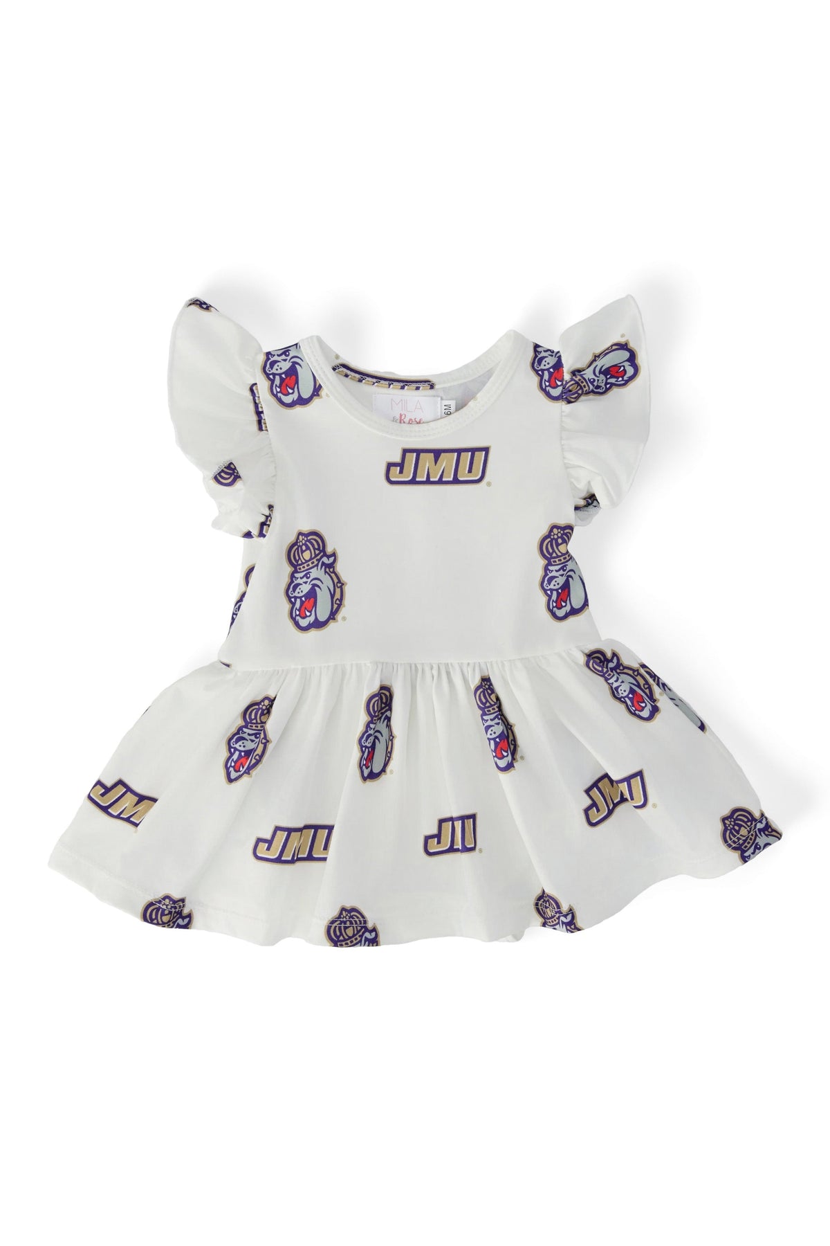 JMU White Duke Dog Flutter Twirl Bodysuit - Aaria Tees