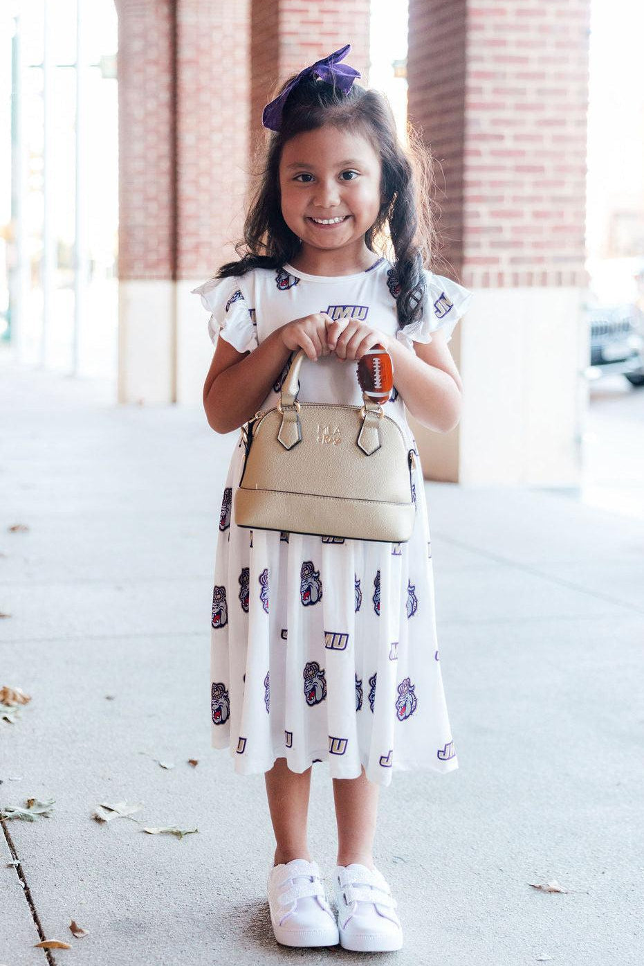 JMU White Duke Dog Flutter Twirl  Dress - Aaria Tees Aaria Tees