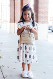JMU White Duke Dog Flutter Twirl  Dress - Aaria Tees Aaria Tees