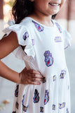 JMU White Duke Dog Flutter Twirl  Dress - Aaria Tees Aaria Tees