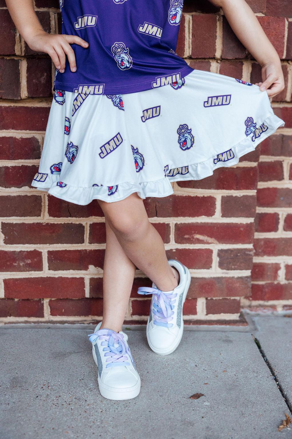 JMU White Duke Dog Twirl Skort - Aaria Tees Aaria Tees