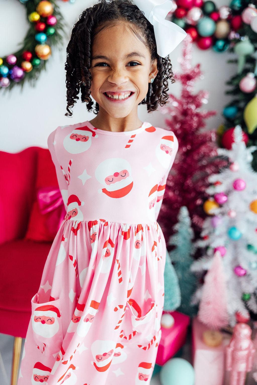 Jingle Bells 3/4 Sleeve Pocket Twirl Dress - Aaria Tees