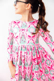 Jingle Bows L/S Pocket Twirl Dress - Aaria Tees Aaria Tees