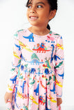Jingle Saurus L/S Pocket Twirl Dress - Aaria Tees Aaria Tees