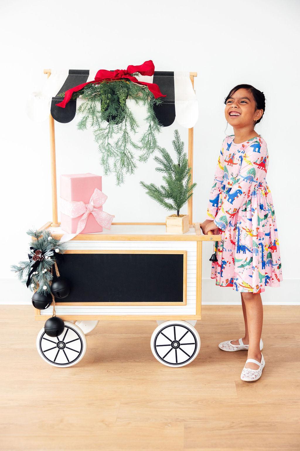 Jingle Saurus L/S Pocket Twirl Dress - Aaria Tees Aaria Tees