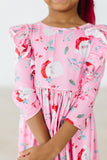 Jolly Old Saint Nick 3/4 Sleeve Ruffle Twirl Dress - Aaria Tees Aaria Tees