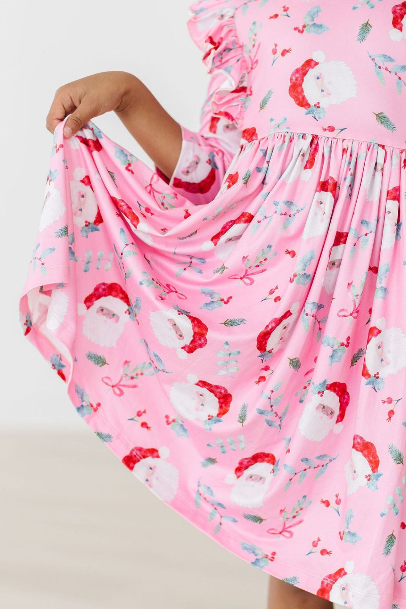 Jolly Old Saint Nick 3/4 Sleeve Ruffle Twirl Dress - Aaria Tees Aaria Tees