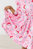 Jolly Old Saint Nick 3/4 Sleeve Ruffle Twirl Dress - Aaria Tees Aaria Tees