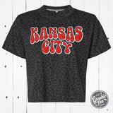 Kansas City Glitter Ladies Leopard Boxy Tee Aaria Tees
