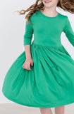 Kelly Green 3/4 Sleeve Pocket Twirl Dress - Aaria Tees Aaria Tees