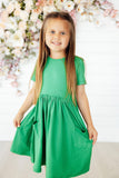 Kelly Green S/S Pocket Twirl Dress - Aaria Tees Aaria Tees