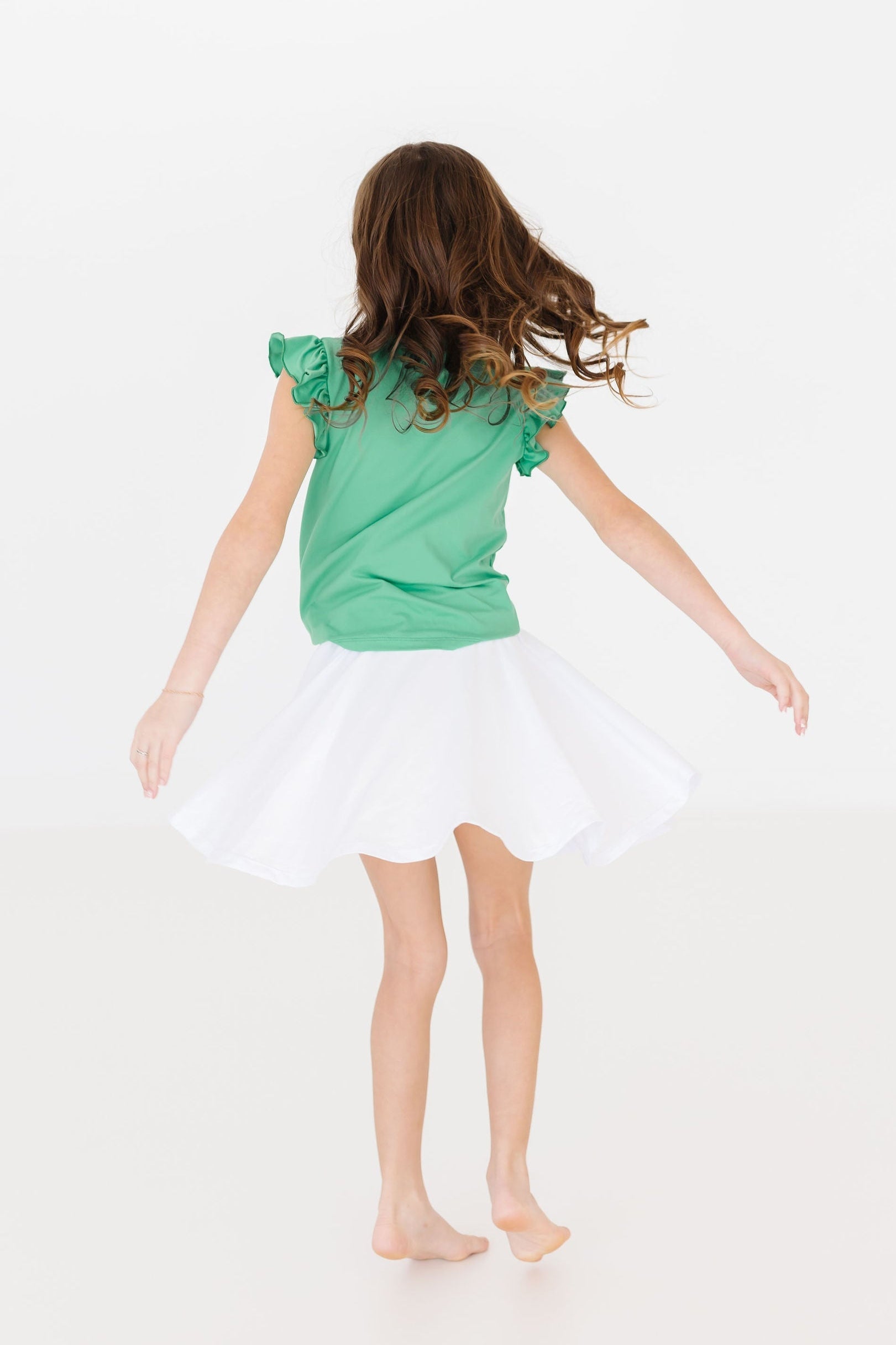 Kelly Green S/S Ruffle Tee - Aaria Tees Aaria Tees