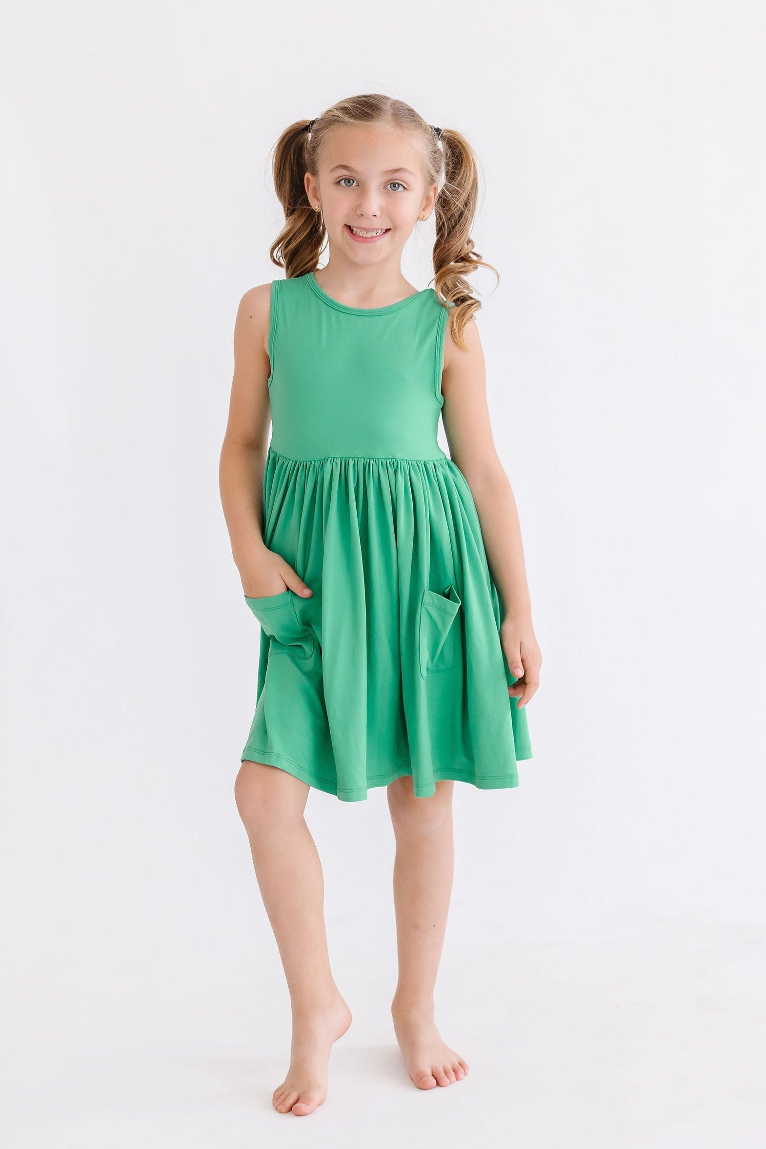Kelly Green Tank Pocket Twirl Dress - Aaria Tees Aaria Tees