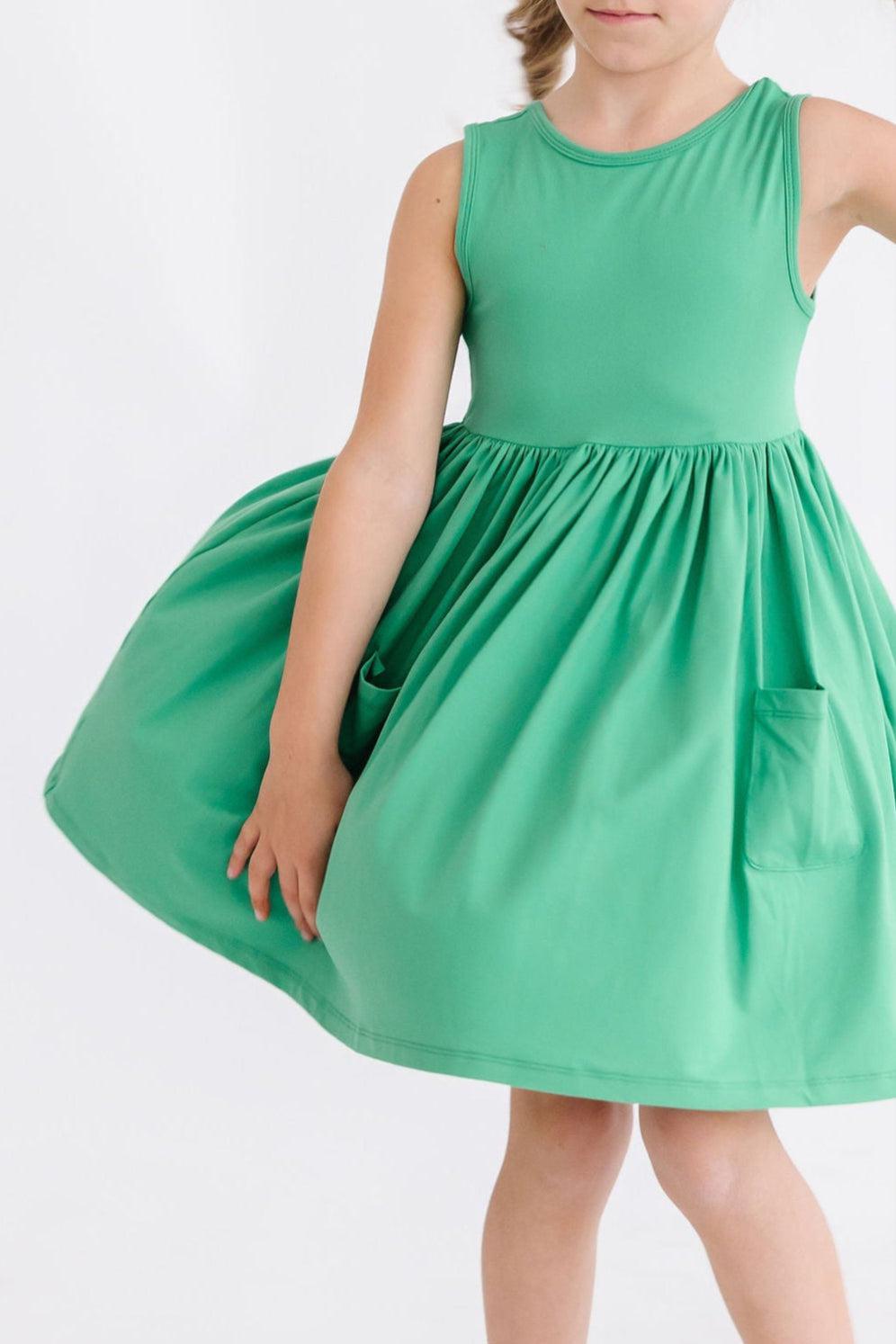 Kelly Green Tank Pocket Twirl Dress - Aaria Tees Aaria Tees