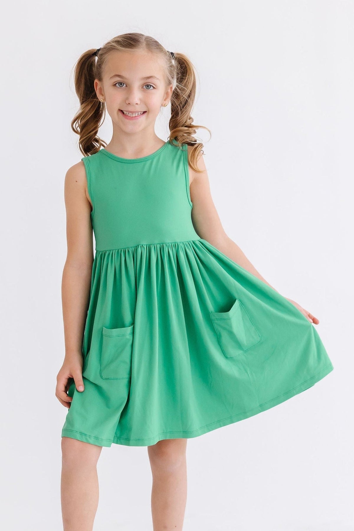 Kelly Green Tank Pocket Twirl Dress - Aaria Tees