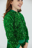Kelly Green Velvet Sequin Jacket - Aaria Tees Aaria Tees