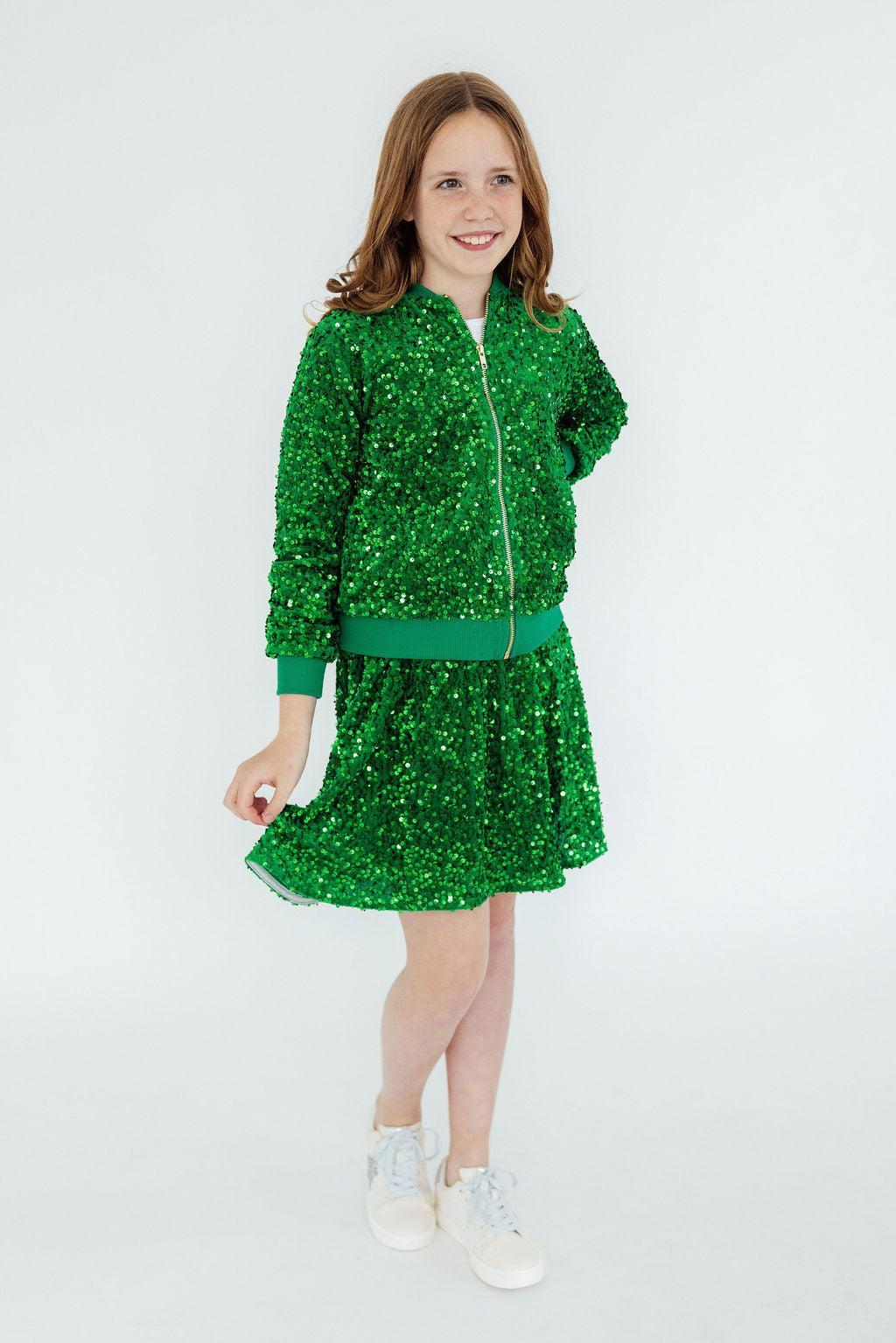 Kelly Green Velvet Sequin Jacket - Aaria Tees Aaria Tees