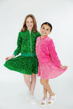 Kelly Green Velvet Sequin Twirl Skort - Aaria Tees Aaria Tees