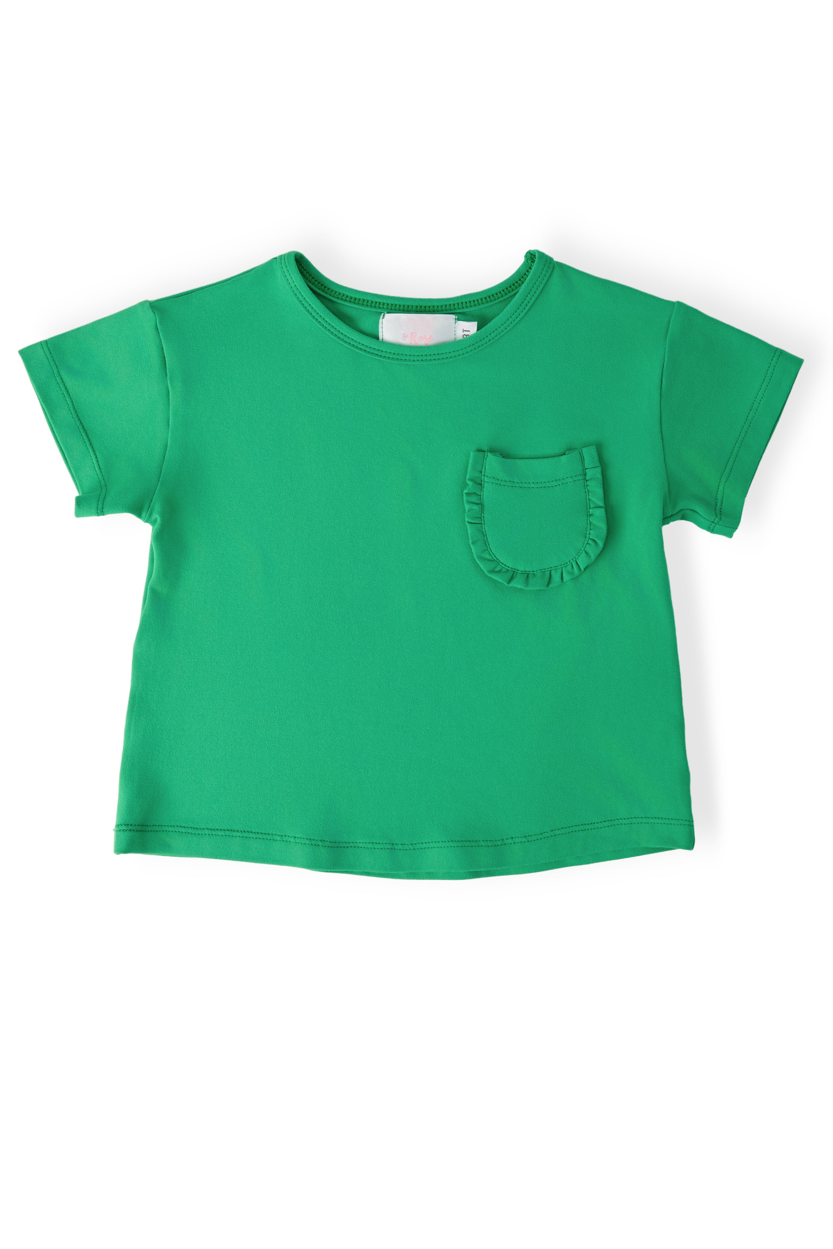 Kelly Green Ruffle Pocket Tee - Aaria Tees Aaria Tees