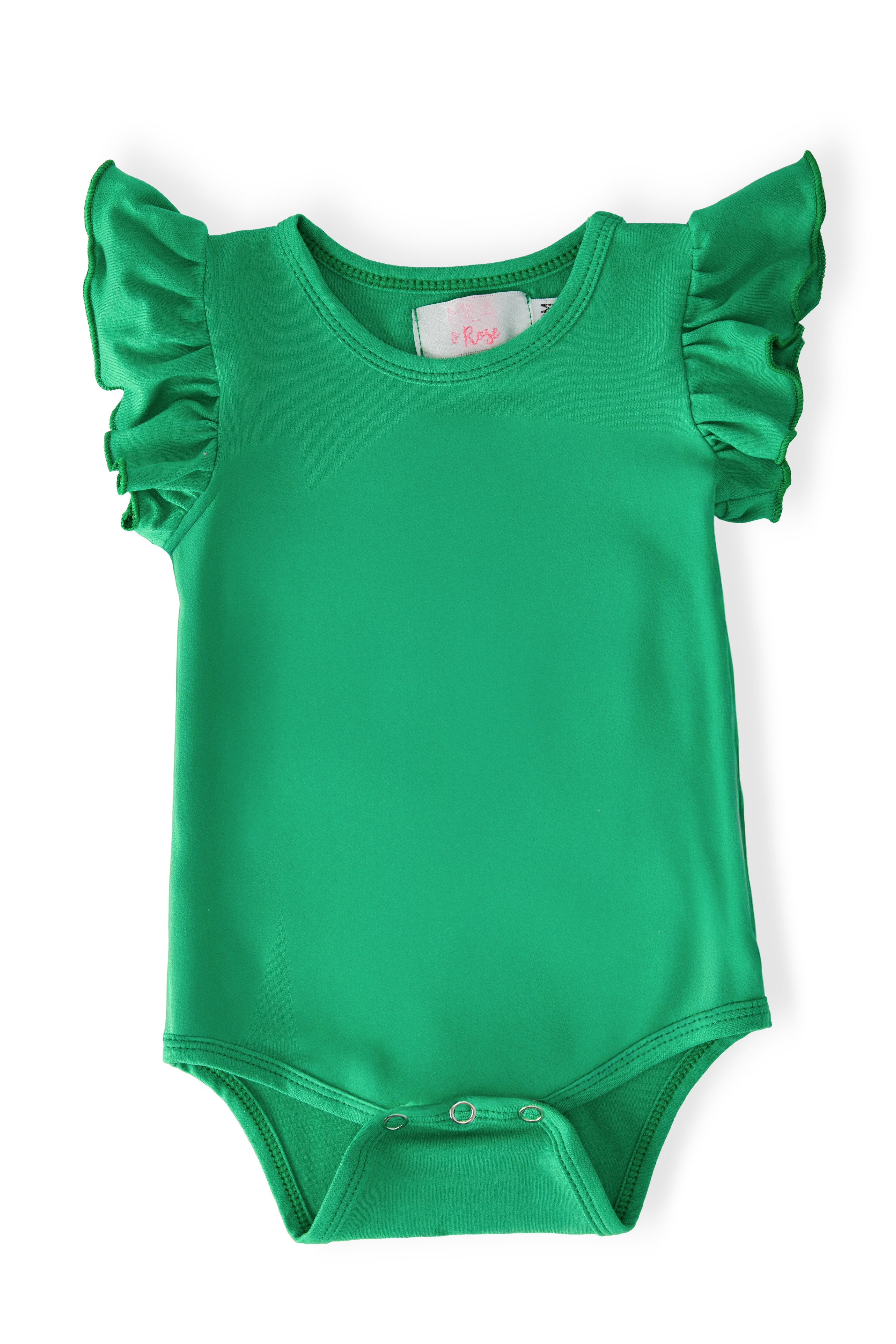 Kelly Green S/S Flutter Bodysuit - Aaria Tees Aaria Tees