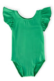 Kelly Green S/S Flutter Sleeve Leotard - Aaria Tees Aaria Tees