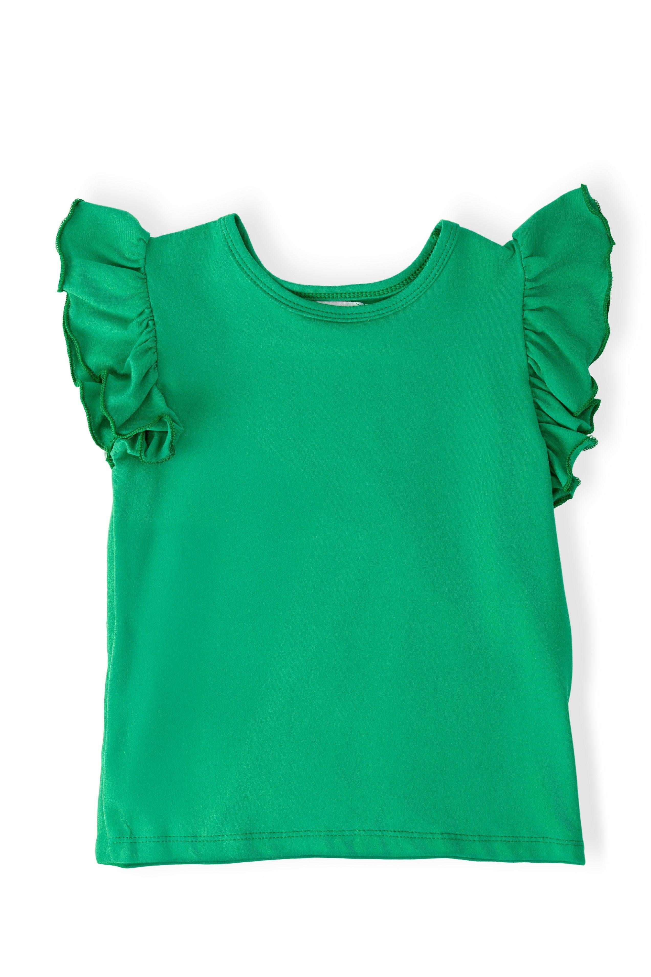 Kelly Green S/S Ruffle Tee - Aaria Tees Aaria Tees