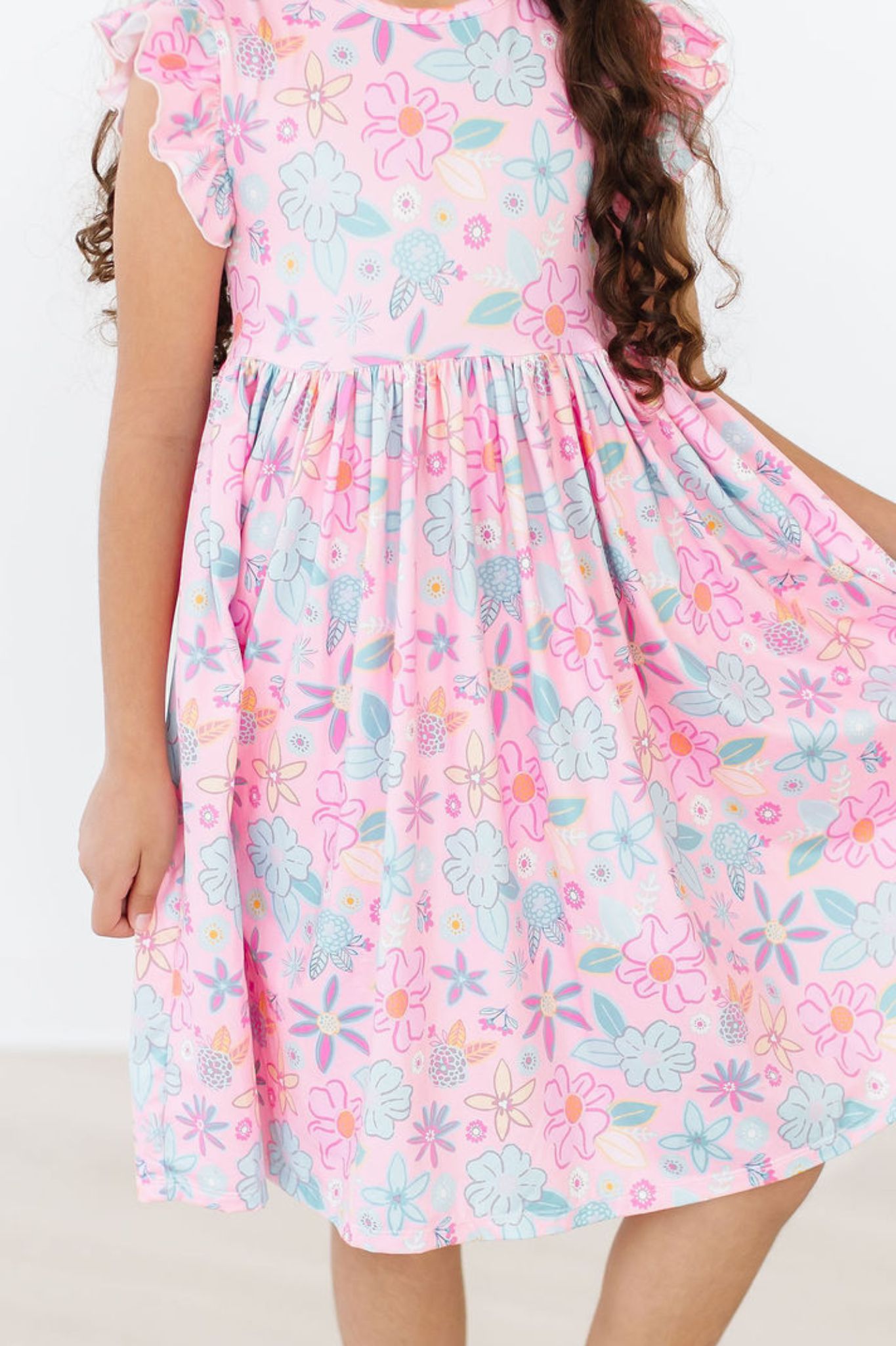 Beachy Blooms Flutter Sleeve Twirl Dress - Aaria Tees Aaria Tees