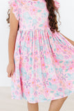 Beachy Blooms Flutter Sleeve Twirl Dress - Aaria Tees Aaria Tees