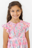 Beachy Blooms Flutter Sleeve Twirl Dress - Aaria Tees Aaria Tees
