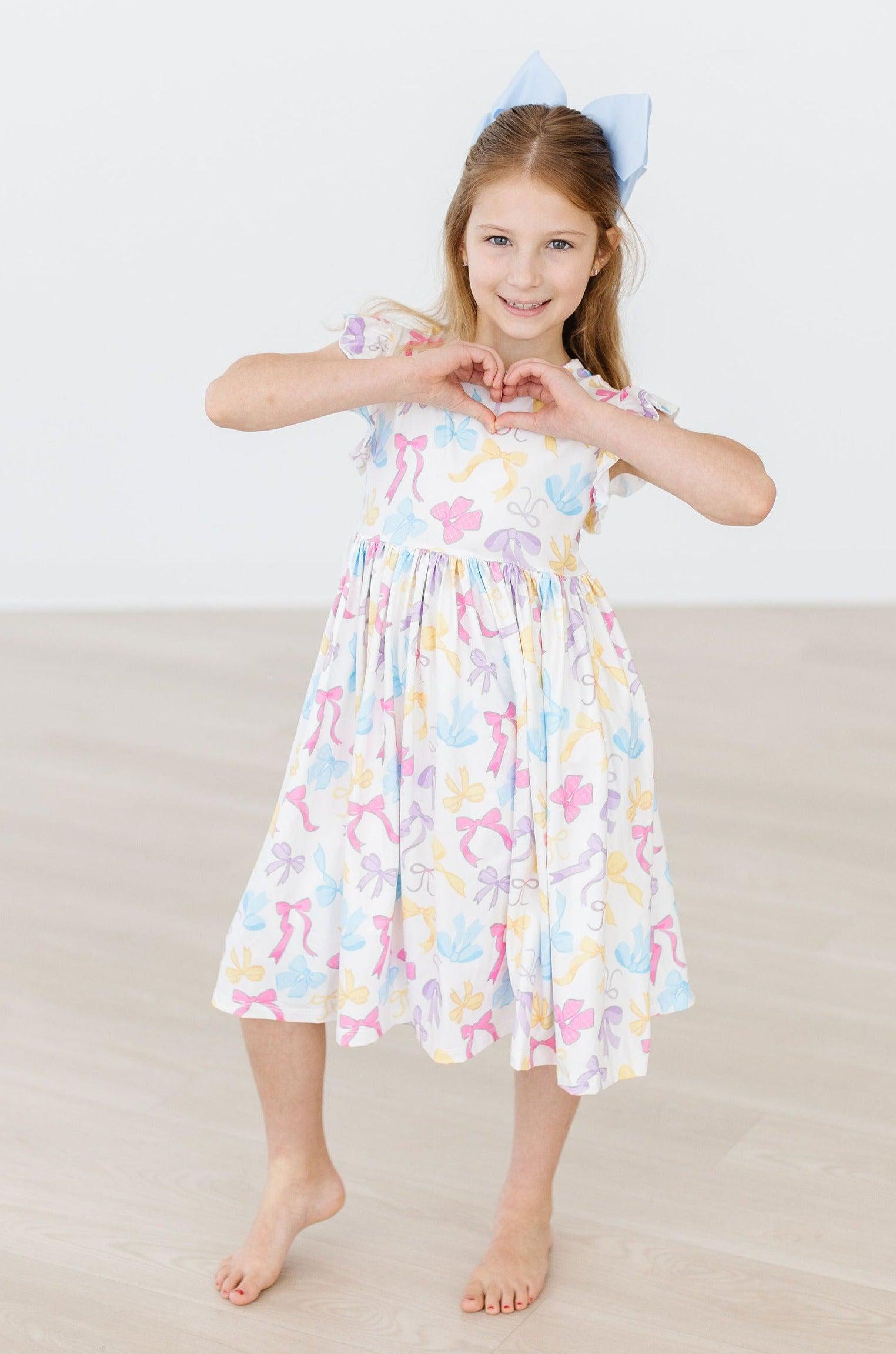 Bow-tastic Flutter Sleeve Twirl Dress - Aaria Tees Aaria Tees