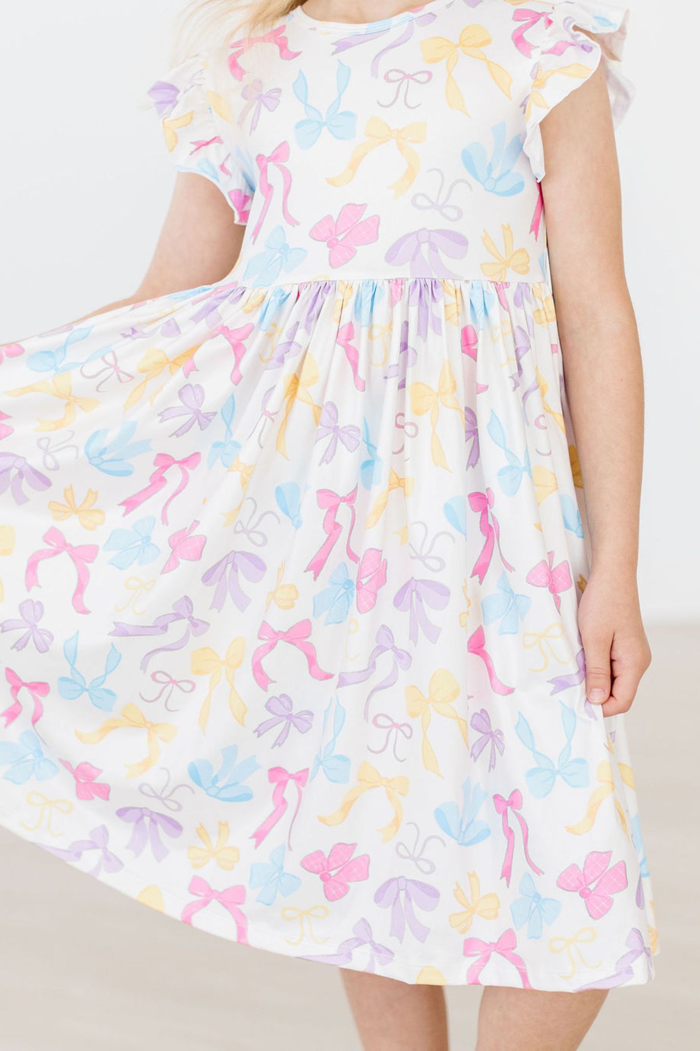 Bow-tastic Flutter Sleeve Twirl Dress - Aaria Tees Aaria Tees