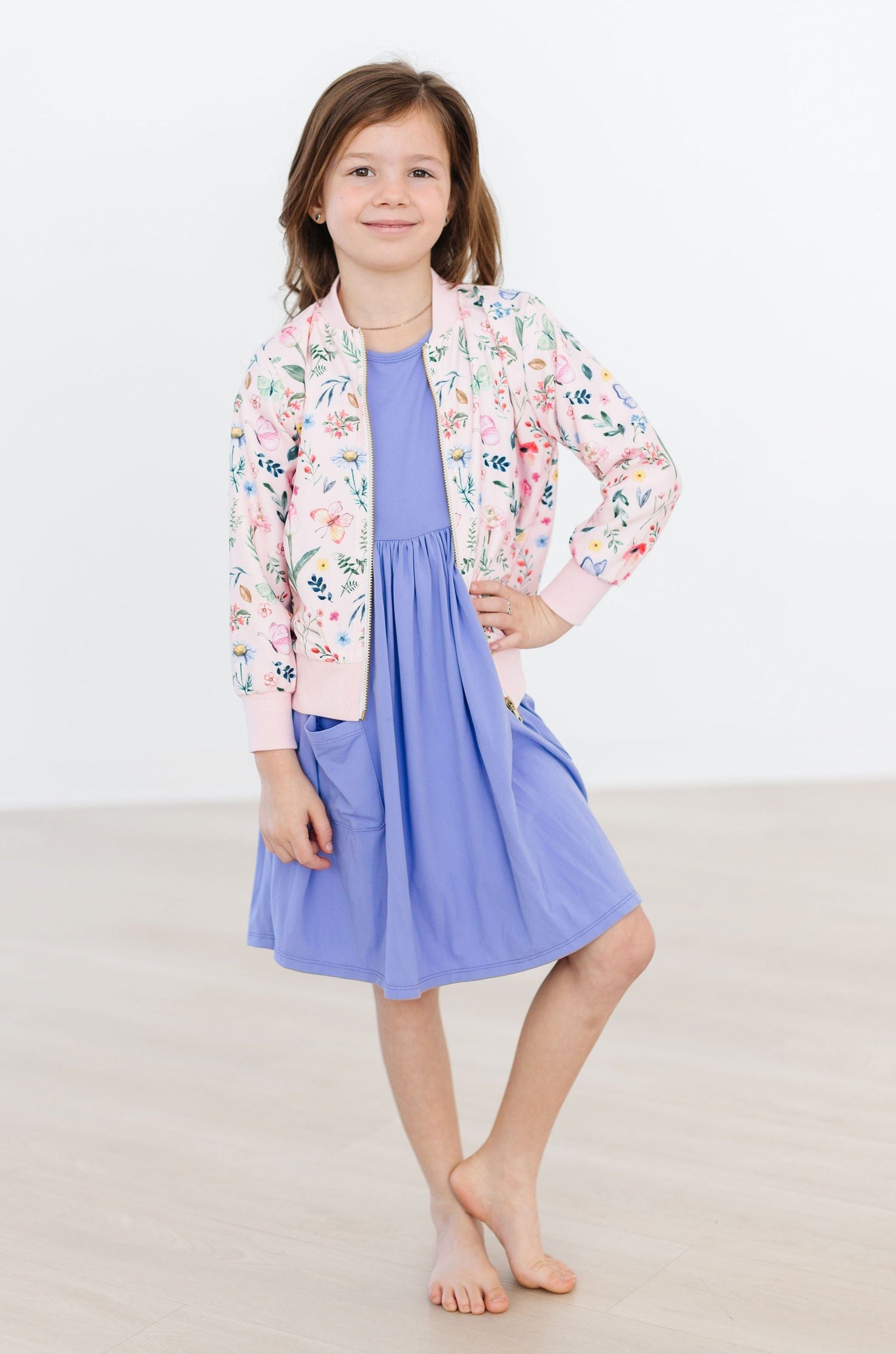 Butterfly Meadows Satin Jacket - Aaria Tees Aaria Tees
