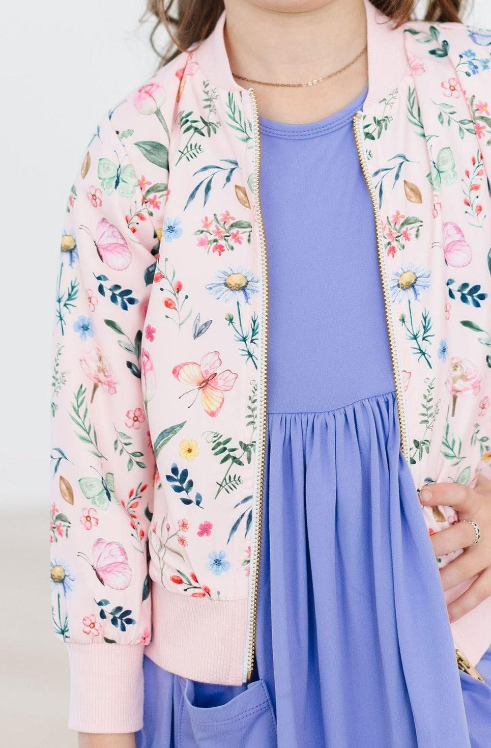 Butterfly Meadows Satin Jacket - Aaria Tees Aaria Tees