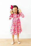 Dino Kisses L/S Pocket Twirl Dress - Aaria Tees Aaria Tees
