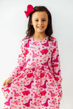 Dino Kisses L/S Pocket Twirl Dress - Aaria Tees Aaria Tees