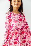 Dino Kisses L/S Pocket Twirl Dress - Aaria Tees Aaria Tees