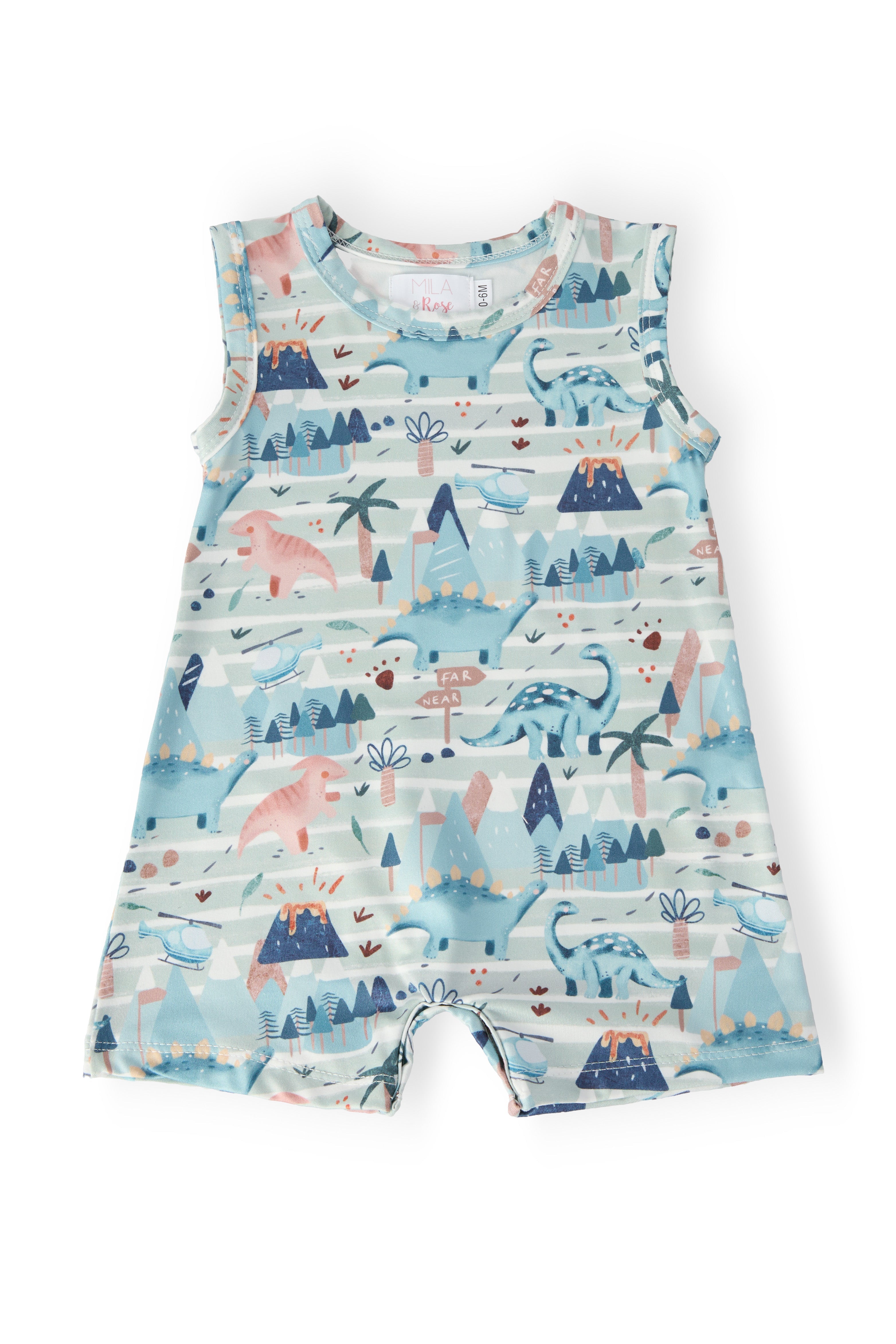 Dino Tracks Shorty One-Piece - Aaria Tees Aaria Tees