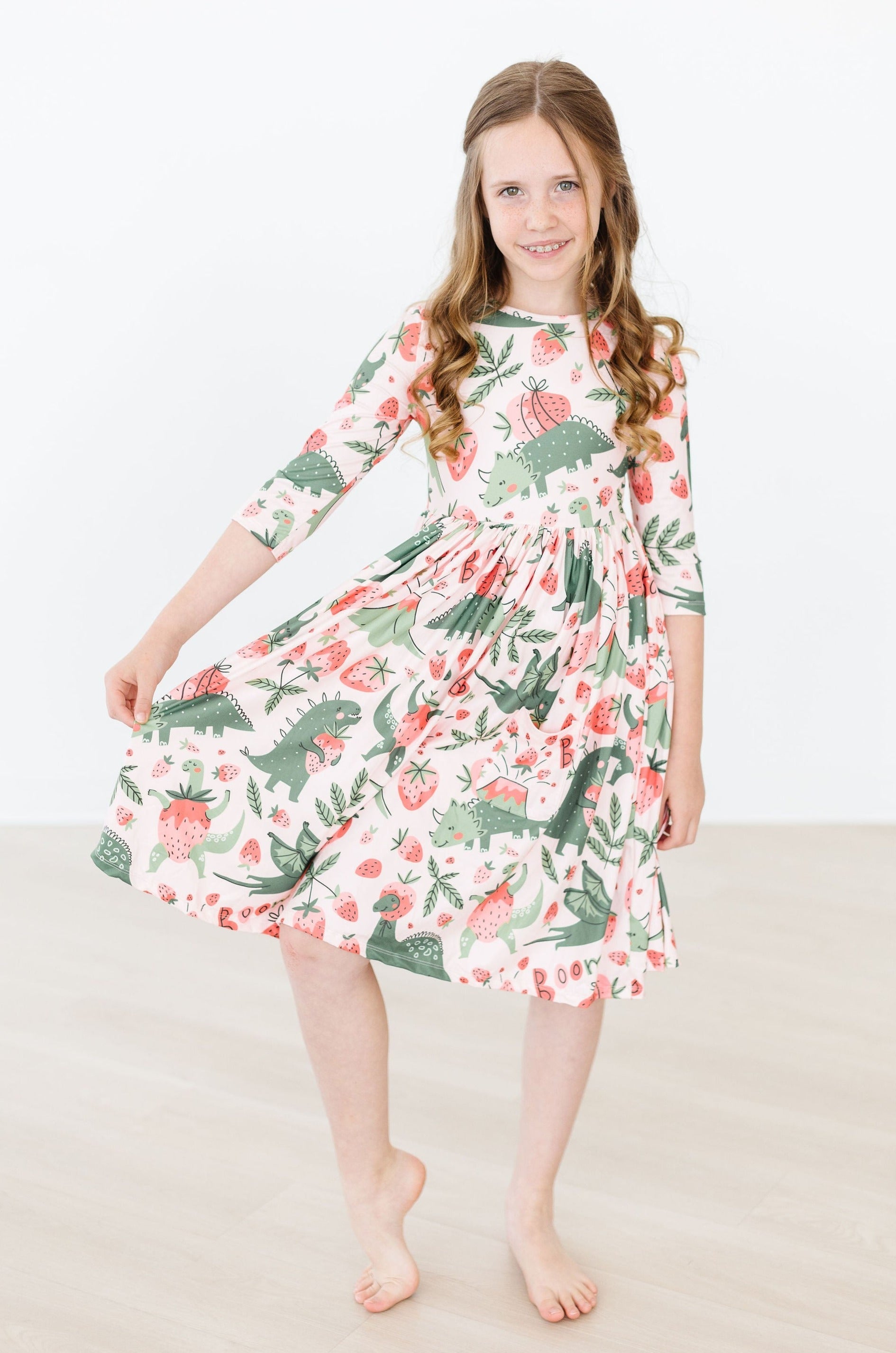 Hear Me Roar 3/4 Sleeve Pocket Twirl Dress - Aaria Tees Aaria Tees